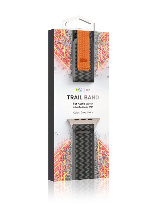 Ремешок нейлоновый VLP Trail Band для Apple Watch 42/44/45/49mm, черный-серый Ремешок нейлоновый VLP Trail Band для Apple Watch 42/44/45/49mm, черный-серый
